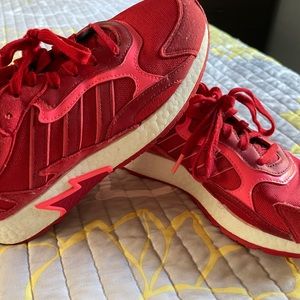 Size 6.5, red ADIDAS walking shoes